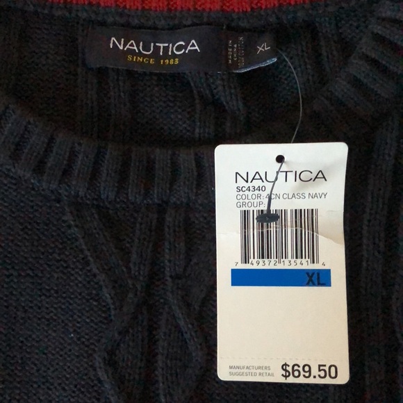 NWT NAUTICA SWEATER MENS XL EXTRA LARGE NAVY BLUE CREWNECK CARDIGAN NEW $70 !!! - Picture 4 of 7